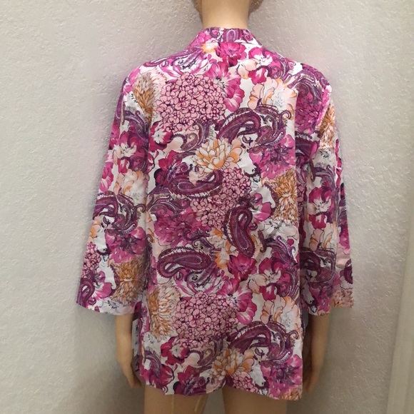 Charter Club Linen-Blend Embroidered -Neck Printed Tunic - Picture 8 of 11